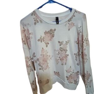 Alya Floral Crew Neck Sweater - Cream and Pink